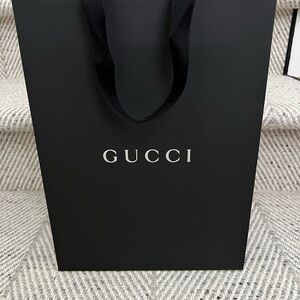 Gucci Black Shopping Bag with White Logo